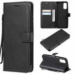 For Motorola Moto G60 / G40 Fusion Solid Color Horizontal Flip Protective Leather Case with Holder & Card Slots & Wallet & Photo Frame & Lanyard(Black)