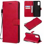 For Motorola Moto G60 / G40 Fusion Solid Color Horizontal Flip Protective Leather Case with Holder & Card Slots & Wallet & Photo Frame & Lanyard(Red)