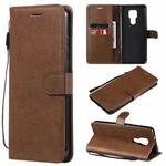 For Motorola Moto G Play 2021 Solid Color Horizontal Flip Protective Leather Case with Holder & Card Slots & Wallet & Photo Frame & Lanyard(Brown)