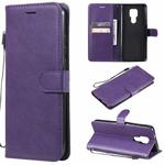 For Motorola Moto G Play 2021 Solid Color Horizontal Flip Protective Leather Case with Holder & Card Slots & Wallet & Photo Frame & Lanyard(Purple)