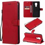 For Motorola Moto G Play 2021 Solid Color Horizontal Flip Protective Leather Case with Holder & Card Slots & Wallet & Photo Frame & Lanyard(Red)