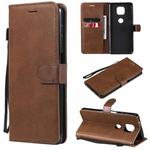 For Motorola Moto G Power 2021 Solid Color Horizontal Flip Protective Leather Case with Holder & Card Slots & Wallet & Photo Frame & Lanyard(Brown)