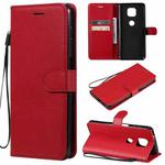 For Motorola Moto G Power 2021 Solid Color Horizontal Flip Protective Leather Case with Holder & Card Slots & Wallet & Photo Frame & Lanyard(Red)