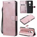 For Motorola Moto G Power 2021 Solid Color Horizontal Flip Protective Leather Case with Holder & Card Slots & Wallet & Photo Frame & Lanyard(Rose Gold)