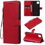 For Samsung Galaxy A22 5G Solid Color Horizontal Flip Protective Leather Case with Holder & Card Slots & Wallet & Photo Frame & Lanyard(Red)