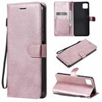 For Samsung Galaxy A22 5G Solid Color Horizontal Flip Protective Leather Case with Holder & Card Slots & Wallet & Photo Frame & Lanyard(Rose Gold)