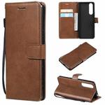 For Sony Xperia 5 III Solid Color Horizontal Flip Protective Leather Case with Holder & Card Slots & Wallet & Photo Frame & Lanyard(Brown)
