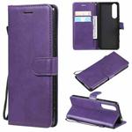 For Sony Xperia 5 III Solid Color Horizontal Flip Protective Leather Case with Holder & Card Slots & Wallet & Photo Frame & Lanyard(Purple)