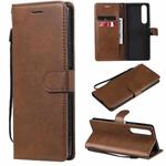 For Sony Xperia 1 III Solid Color Horizontal Flip Protective Leather Case with Holder & Card Slots & Wallet & Photo Frame & Lanyard(Brown)