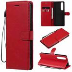 For Sony Xperia 1 III Solid Color Horizontal Flip Protective Leather Case with Holder & Card Slots & Wallet & Photo Frame & Lanyard(Red)
