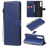 For Sony Xperia 1 III Solid Color Horizontal Flip Protective Leather Case with Holder & Card Slots & Wallet & Photo Frame & Lanyard(Blue)