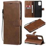 For Xiaomi Redmi Note 10 4G Solid Color Horizontal Flip Protective Leather Case with Holder & Card Slots & Wallet & Photo Frame & Lanyard(Brown)