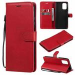 For Xiaomi Redmi Note 10 4G Solid Color Horizontal Flip Protective Leather Case with Holder & Card Slots & Wallet & Photo Frame & Lanyard(Red)
