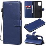 For Xiaomi Redmi Note 10 4G Solid Color Horizontal Flip Protective Leather Case with Holder & Card Slots & Wallet & Photo Frame & Lanyard(Blue)