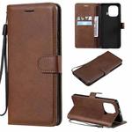 For Xiaomi Mi 11 Pro Solid Color Horizontal Flip Protective Leather Case with Holder & Card Slots & Wallet & Photo Frame & Lanyard(Brown)