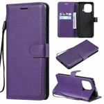 For Xiaomi Mi 11 Pro Solid Color Horizontal Flip Protective Leather Case with Holder & Card Slots & Wallet & Photo Frame & Lanyard(Purple)