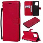 For Xiaomi Mi 11 Pro Solid Color Horizontal Flip Protective Leather Case with Holder & Card Slots & Wallet & Photo Frame & Lanyard(Red)