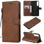 For LG Stylo 7 5G / 4G Solid Color Horizontal Flip Protective Leather Case with Holder & Card Slots & Wallet & Photo Frame & Lanyard(Brown)