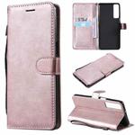 For LG Stylo 7 5G / 4G Solid Color Horizontal Flip Protective Leather Case with Holder & Card Slots & Wallet & Photo Frame & Lanyard(Rose Gold)