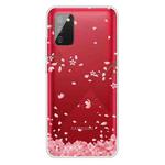For Samsung Galaxy A02s EU Version Colored Drawing Clear TPU Protective Cases(Cherry Blossoms)