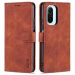 For Xiaomi Redmi K40 Pro AZNS Skin Feel Calf Texture Horizontal Flip Leather Case with Card Slots & Holder & Wallet(Brown)