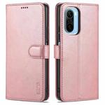 For Xiaomi Poco F3 AZNS Skin Feel Calf Texture Horizontal Flip Leather Case with Card Slots & Holder & Wallet(Rose Gold)