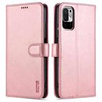 For Xiaomi Redmi Note 10 5G AZNS Skin Feel Calf Texture Horizontal Flip Leather Case with Card Slots & Holder & Wallet(Rose Gold)