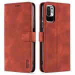 For Xiaomi Redmi Note 10 5G AZNS Skin Feel Calf Texture Horizontal Flip Leather Case with Card Slots & Holder & Wallet(Brown)