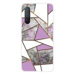 For OnePlus Nord CE 5G Marble Pattern Shockproof TPU Protective Case(Rhombus Gray Purple)