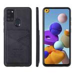 For Samsung Galaxy A21s TAOKKIM Retro Matte PU Leather + PC + TPU Shockproof Back Cover Case with Holder & Card Slot(Black)