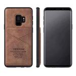 For Samsung Galaxy S9 TAOKKIM Retro Matte PU Leather + PC + TPU Shockproof Back Cover Case with Holder & Card Slot(Brown)