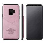 For Samsung Galaxy S9+ TAOKKIM Retro Matte PU Leather + PC + TPU Shockproof Back Cover Case with Holder & Card Slot(Pink)