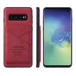 For Samsung Galaxy S10 TAOKKIM Retro Matte PU Leather + PC + TPU Shockproof Back Cover Case with Holder & Card Slot(Red)