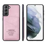 For Samsung Galaxy S21 FE TAOKKIM Retro Matte PU Leather + PC + TPU Shockproof Back Cover Case with Holder & Card Slot(Pink)
