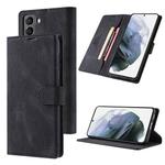 For Samsung Galaxy S21+ 5G TAOKKIM Skin Feel Calf Texture Horizontal Flip PU Leather Case with Holder & Card Slots & Photo Frame & Wallet(Black)