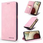 For Samsung Galaxy A12 5G TAOKKIM Retro Matte PU Horizontal Flip Leather Case with Holder & Card Slots(Pink)