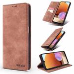 For Samsung Galaxy A32 4G / A32 Lite TAOKKIM Retro Matte PU Horizontal Flip Leather Case with Holder & Card Slots(Brown)