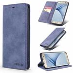For Samsung Galaxy S7 TAOKKIM Retro Matte PU Horizontal Flip Leather Case with Holder & Card Slots(Blue)