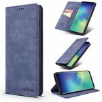 For Samsung Galaxy S10 TAOKKIM Retro Matte PU Horizontal Flip Leather Case with Holder & Card Slots(Blue)