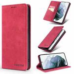 For Samsung Galaxy S21 5G TAOKKIM Retro Matte PU Horizontal Flip Leather Case with Holder & Card Slots(Red)