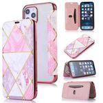 For iPhone 12 mini Bronzing Plating PU + TPU Horizontal Flip Leather Case with Holder & Card Slot (Pink White)
