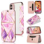 Bronzing Plating PU + TPU Horizontal Flip Leather Case with Holder & Card Slot For iPhone 11(Pink Purple)