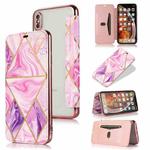 For iPhone XS Max Bronzing Plating PU + TPU Horizontal Flip Leather Case with Holder & Card Slot(Pink Purple)