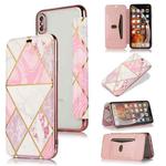For iPhone XS Max Bronzing Plating PU + TPU Horizontal Flip Leather Case with Holder & Card Slot(Pink White)