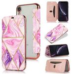 For iPhone XR Bronzing Plating PU + TPU Horizontal Flip Leather Case with Holder & Card Slot(Pink Purple)