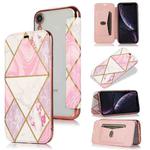 For iPhone XR Bronzing Plating PU + TPU Horizontal Flip Leather Case with Holder & Card Slot(Pink White)