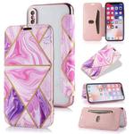 For iPhone X / XS Bronzing Plating PU + TPU Horizontal Flip Leather Case with Holder & Card Slot(Pink Purple)