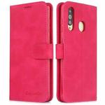 For Galaxy A20s Diaobaolee Pure Fresh Texture Horizontal Flip Leather Case, with Holder & Card Slot & Wallet & Photo Frame(Red)