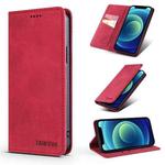 For iPhone 12 mini TAOKKIM Retro Matte PU Horizontal Flip Leather Case with Holder & Card Slots (Red)