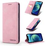 For iPhone 12 mini TAOKKIM Retro Matte PU Horizontal Flip Leather Case with Holder & Card Slots (Pink)